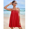 image:imageMakeMeChic Womens Sundress Beach Dress Sleeveless Ruffle Swing Shirred Casual Flowy Babydoll Summer Mini DressesBurgundy