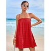 image:imageMakeMeChic Womens Sundress Beach Dress Sleeveless Ruffle Swing Shirred Casual Flowy Babydoll Summer Mini DressesBurgundy