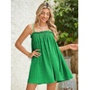 image:imageMakeMeChic Womens Sundress Beach Dress Sleeveless Ruffle Swing Shirred Casual Flowy Babydoll Summer Mini DressesGreen