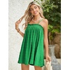 image:imageMakeMeChic Womens Sundress Beach Dress Sleeveless Ruffle Swing Shirred Casual Flowy Babydoll Summer Mini DressesGreen