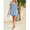 image:imageMakeMeChic Womens Sundress Beach Dress Sleeveless Ruffle Swing Shirred Casual Flowy Babydoll Summer Mini DressesLight Blue