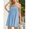 image:imageMakeMeChic Womens Sundress Beach Dress Sleeveless Ruffle Swing Shirred Casual Flowy Babydoll Summer Mini DressesLight Blue