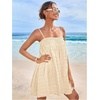 image:imageMakeMeChic Womens Sundress Beach Dress Sleeveless Ruffle Swing Shirred Casual Flowy Babydoll Summer Mini DressesLight Yellow