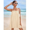 image:imageMakeMeChic Womens Sundress Beach Dress Sleeveless Ruffle Swing Shirred Casual Flowy Babydoll Summer Mini DressesLight Yellow