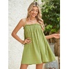image:imageMakeMeChic Womens Sundress Beach Dress Sleeveless Ruffle Swing Shirred Casual Flowy Babydoll Summer Mini DressesLime Green
