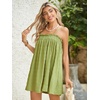 image:imageMakeMeChic Womens Sundress Beach Dress Sleeveless Ruffle Swing Shirred Casual Flowy Babydoll Summer Mini DressesLime Green