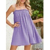 image:imageMakeMeChic Womens Sundress Beach Dress Sleeveless Ruffle Swing Shirred Casual Flowy Babydoll Summer Mini DressesMauve Purple