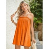 image:imageMakeMeChic Womens Sundress Beach Dress Sleeveless Ruffle Swing Shirred Casual Flowy Babydoll Summer Mini DressesOrange