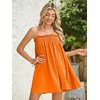 image:imageMakeMeChic Womens Sundress Beach Dress Sleeveless Ruffle Swing Shirred Casual Flowy Babydoll Summer Mini DressesOrange