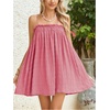 image:imageMakeMeChic Womens Sundress Beach Dress Sleeveless Ruffle Swing Shirred Casual Flowy Babydoll Summer Mini DressesPink