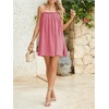 image:imageMakeMeChic Womens Sundress Beach Dress Sleeveless Ruffle Swing Shirred Casual Flowy Babydoll Summer Mini DressesPink
