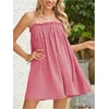 image:imageMakeMeChic Womens Sundress Beach Dress Sleeveless Ruffle Swing Shirred Casual Flowy Babydoll Summer Mini DressesPink