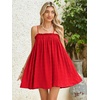 image:imageMakeMeChic Womens Sundress Beach Dress Sleeveless Ruffle Swing Shirred Casual Flowy Babydoll Summer Mini DressesRed