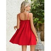 image:imageMakeMeChic Womens Sundress Beach Dress Sleeveless Ruffle Swing Shirred Casual Flowy Babydoll Summer Mini DressesRed
