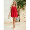 image:imageMakeMeChic Womens Sundress Beach Dress Sleeveless Ruffle Swing Shirred Casual Flowy Babydoll Summer Mini DressesRed