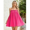 image:imageMakeMeChic Womens Sundress Beach Dress Sleeveless Ruffle Swing Shirred Casual Flowy Babydoll Summer Mini DressesRuffle Pink