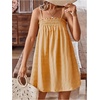 image:imageMakeMeChic Womens Sundress Beach Dress Sleeveless Ruffle Swing Shirred Casual Flowy Babydoll Summer Mini DressesYellow