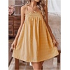 image:imageMakeMeChic Womens Sundress Beach Dress Sleeveless Ruffle Swing Shirred Casual Flowy Babydoll Summer Mini DressesYellow