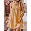 image:imageMakeMeChic Womens Sundress Beach Dress Sleeveless Ruffle Swing Shirred Casual Flowy Babydoll Summer Mini DressesYellow