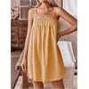 image:imageMakeMeChic Womens Sundress Beach Dress Sleeveless Ruffle Swing Shirred Casual Flowy Babydoll Summer Mini DressesYellow