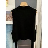 image:imageMakeMeChic Womens Sweater Vest Knit Sleeveless Metal Button Retro Vintage TopsBlack