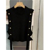 image:imageMakeMeChic Womens Sweater Vest Knit Sleeveless Metal Button Retro Vintage TopsBlack