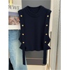 image:imageMakeMeChic Womens Sweater Vest Knit Sleeveless Metal Button Retro Vintage TopsBlue