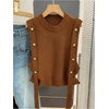 image:imageMakeMeChic Womens Sweater Vest Knit Sleeveless Metal Button Retro Vintage TopsBrown