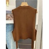 image:imageMakeMeChic Womens Sweater Vest Knit Sleeveless Metal Button Retro Vintage TopsBrown