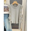 image:imageMakeMeChic Womens Sweater Vest Knit Sleeveless Metal Button Retro Vintage TopsGrey