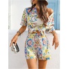 image:imageMakeMeChic Womens Two Piece Sets Summer Tropical Vacation Outfits Boho Floral Kimono Tops Shorts SetBoho Blue and Yellow