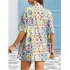 image:imageMakeMeChic Womens Two Piece Sets Summer Tropical Vacation Outfits Boho Floral Kimono Tops Shorts SetBoho Blue and Yellow