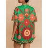 image:imageMakeMeChic Womens Two Piece Sets Summer Tropical Vacation Outfits Boho Floral Kimono Tops Shorts SetGreen