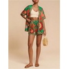 image:imageMakeMeChic Womens Two Piece Sets Summer Tropical Vacation Outfits Boho Floral Kimono Tops Shorts SetGreen