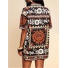 image:imageMakeMeChic Womens Two Piece Sets Summer Tropical Vacation Outfits Boho Floral Kimono Tops Shorts SetKhaki