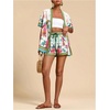 image:imageMakeMeChic Womens Two Piece Sets Summer Tropical Vacation Outfits Boho Floral Kimono Tops Shorts SetMulticolor
