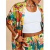 image:imageMakeMeChic Womens Two Piece Sets Summer Tropical Vacation Outfits Boho Floral Kimono Tops Shorts SetTropical Fruit Print