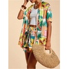 image:imageMakeMeChic Womens Two Piece Sets Summer Tropical Vacation Outfits Boho Floral Kimono Tops Shorts SetTropical Fruit Print