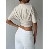 image:imageMakeMeChic Womens Y2k Crop Tops Deep V Neck Dolman Sleeve Tops Summer Blouse Going Out TopsApricot