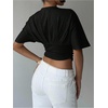 image:imageMakeMeChic Womens Y2k Crop Tops Deep V Neck Dolman Sleeve Tops Summer Blouse Going Out TopsBlack