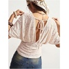 image:imageMakeMeChic Womens Y2k Crop Tops Deep V Neck Dolman Sleeve Tops Summer Blouse Going Out TopsLace Light Pink