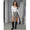 image:imageMakeMeChic Womens Zebra Striped Mini Skirt Low Waist Bodycon Going Out SkirtsBlack and White