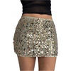 image:imageMAKEMECHIC Womens Floral Sequin Sparkly Mini Skirt Low Waist Bodycon Party Short SkirtsGold Green