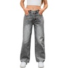 image:imageMakeMeChic Girls Baggy Straight Leg Jeans High Elastic Waisted Denim Pants Y2K Boyfriend Skater Streetwear 416YDark Grey