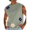 image:imageMakeMeChic Mens Summer Beach Tank Top Graphic Sleeveless Hawaiian Shirts Muscle Basic Top Vacation ShirtsGreen