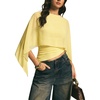 image:imageMakeMeChic Womens Asymmetrical Crop Tops Dressy Blouse Chiffon Mesh Sheer Summer Going Out TopsYellow