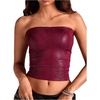 image:imageMakeMeChic Womens Bandeau Strapless Tube Top Faux Leather Y2K Sexy Crop Tops Hippie ClothesBurgundy