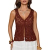 image:imageMakeMeChic Womens Boho Crochet Vest Tops Hollow Out Sleeveless Knit Beach Vacation TopsBrown