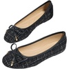 image:imageMakeMeChic Womens Bow Knot Polka Dots Ballet Flat Lace Mesh Beaded Closed Toe Summer Wedding ShoesBlack Plaid