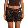 image:imageMakeMeChic Womens Crochet Sequin Saparkly Mini Skirt Beach Cover Up Low Waist Party Y2k Skirts Swimsuit CoverupChocolate Brown